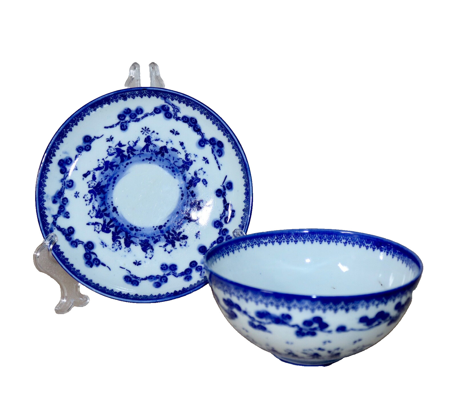 Hirado ~ Mikawachi ware ~ Seven Karako Porcelain Bowl & Plate ~ Japan ~ Antique Hirado ~ Mikawachi ware ~ Seven Karako Porcelain Bowl & Plate ~ Japan ~ Antique
