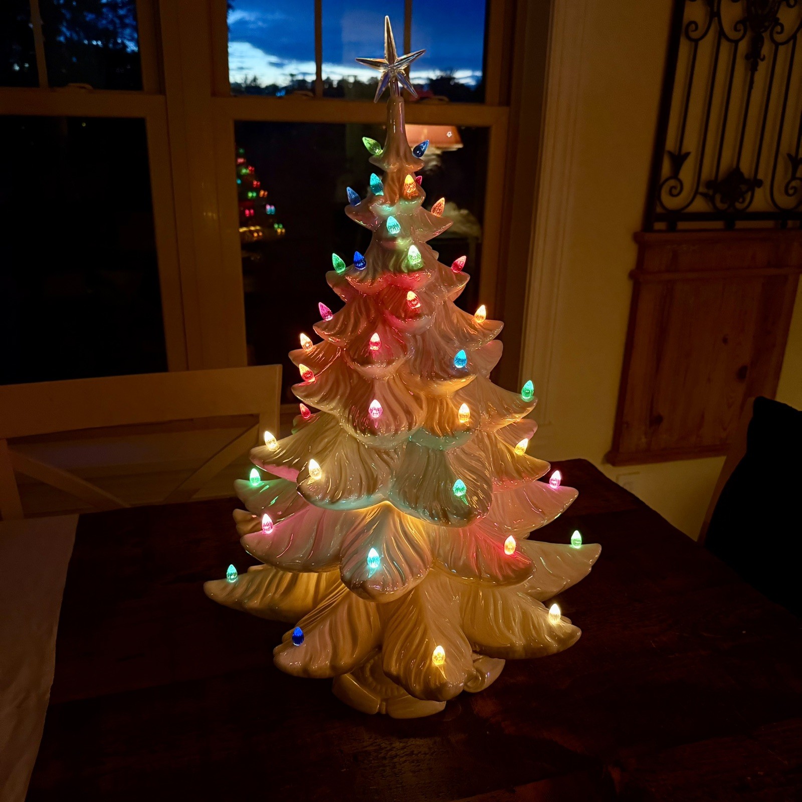 HUGE Atlantic Vintage 70’s White Iridescent Ceramic Christmas Tree 22”- Complete HUGE Atlantic Vintage 70’s White Iridescent Ceramic Christmas Tree 22”- Complete