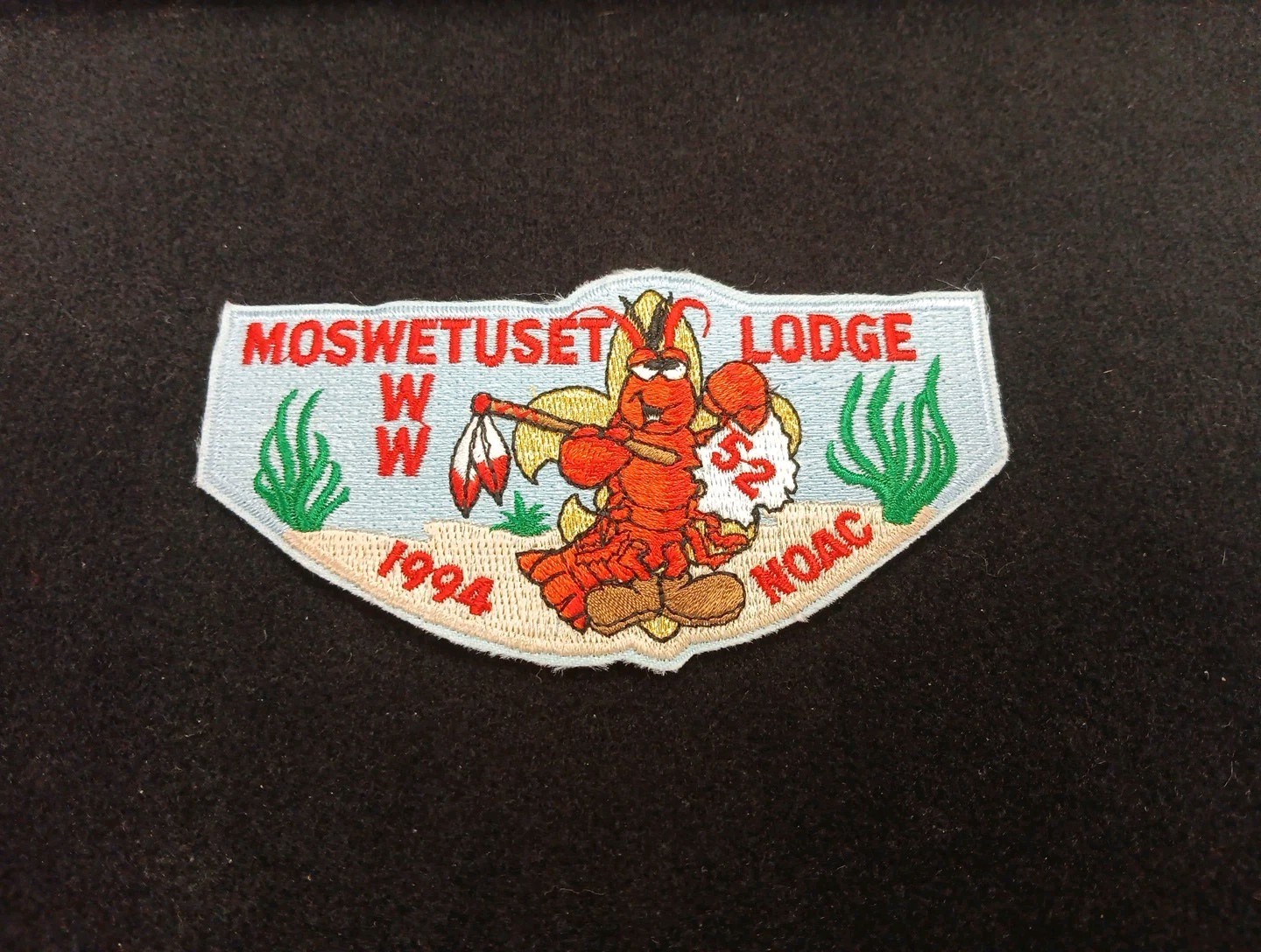 Moswetuset Lodge 52 Flap Patch 1994 NOAC Boston Minuteman Council MA BSA OA Moswetuset Lodge 52 Flap Patch 1994 NOAC Boston Minuteman Council MA BSA OA