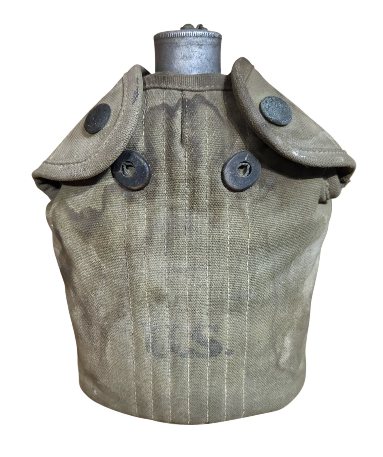 Pre-WWI Army Eagle Snap Canteen Cover, Spun Canteen, Un-Marked Cup