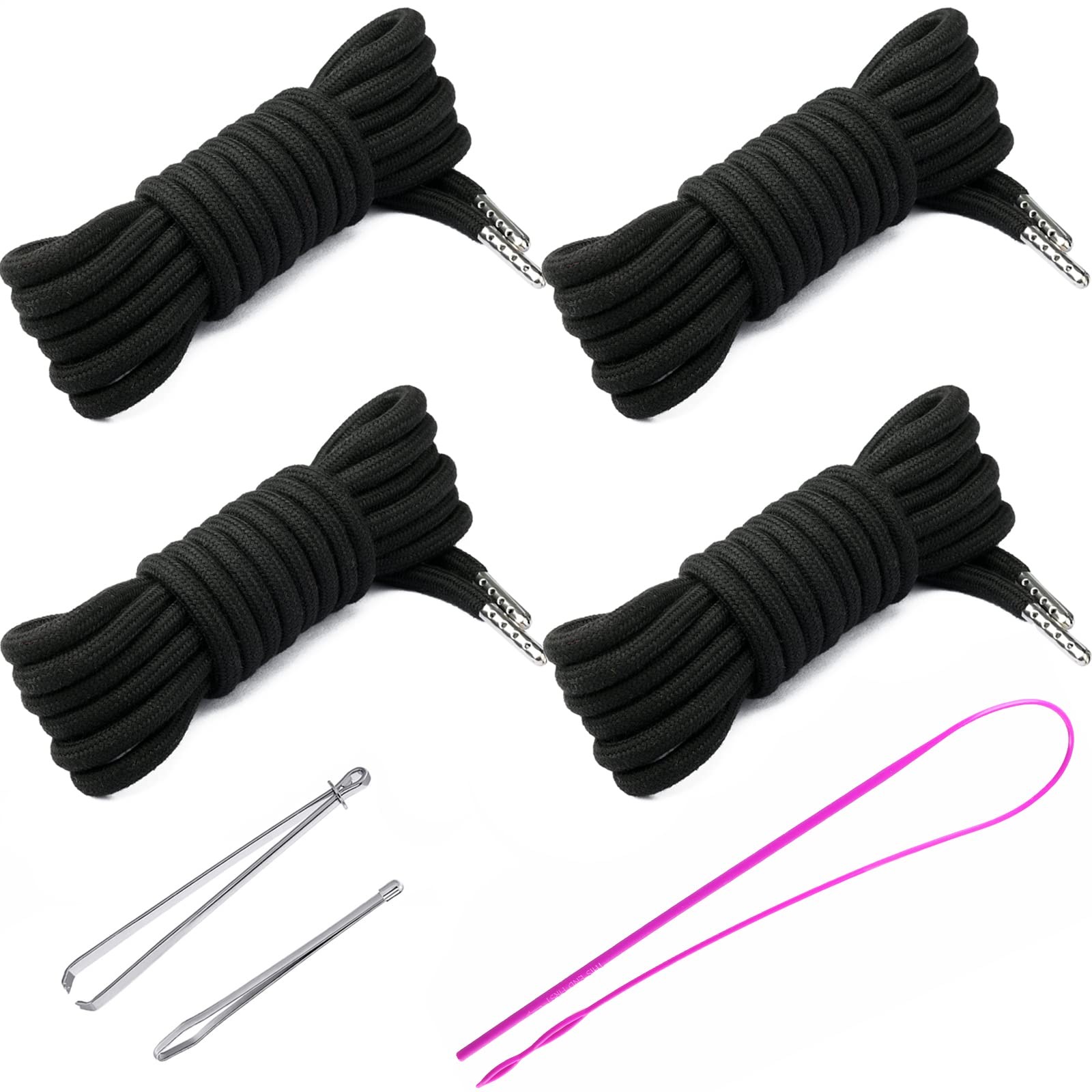4 Pcs 53'' Drawstring Cords Replacement Drawstrings in 10 Colors 135cm, Black