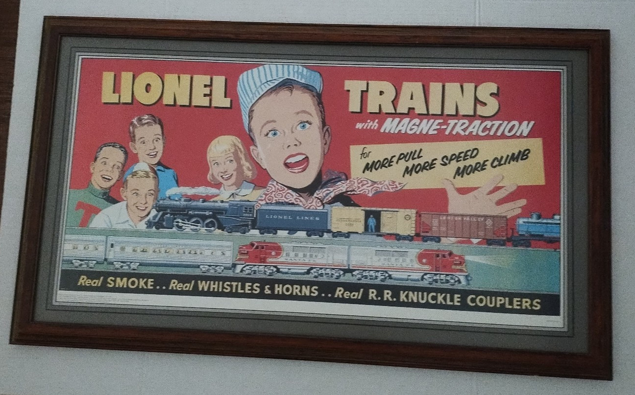 Lionel 1982 Framed 1950s Reproduction Dealer Poster - 38” X 20.5”, AS IS Lionel 1982 Framed 1950s Reproduction Dealer Poster - 38” X 20.5”, AS IS