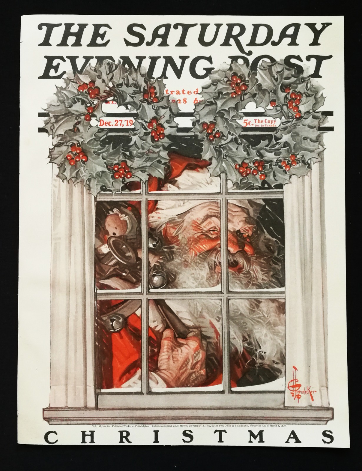 Vintage Saturday Evening Post December 27, 1919 J.C. Leyendecker Cover Christmas