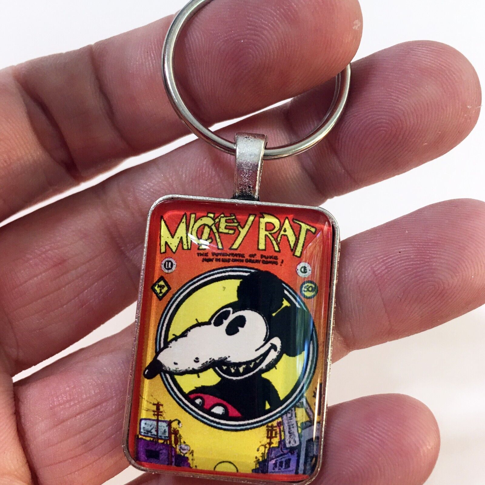 Mickey Rat # 1 Cover Key Ring or Necklace Classic Underground Comic Book Jewelry