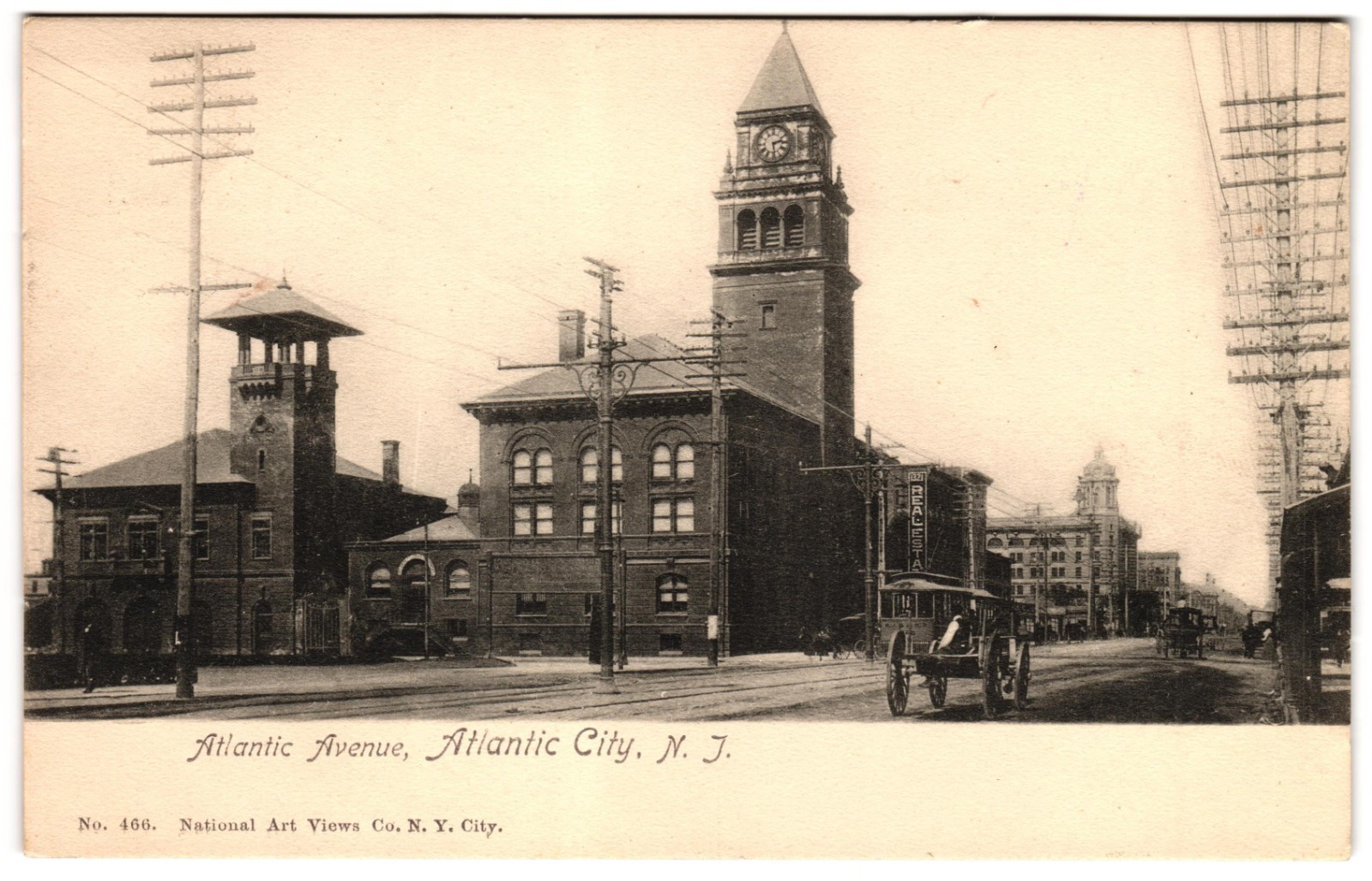Atlantic Avenue Atlantic City New Jersey Streetcar Wagons c1900s UDB Postcard