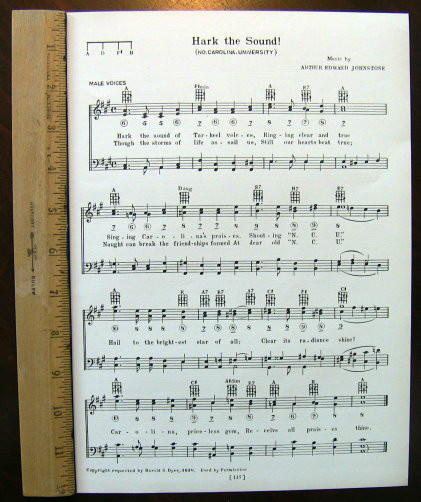 UNIVERSITY OF NORTH CAROLINA Vintage Song Sheet c1929 "Hark the Sound" Original UNIVERSITY OF NORTH CAROLINA Vintage Song Sheet c1929 "Hark the Sound" Original