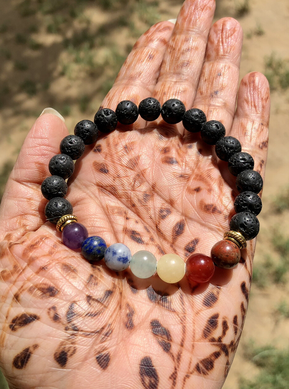 7 Chakra Bracelet Lava Rock, Reiki Feng Shui Healing Gem Stones Bracelet, 8mm 7 Chakra Bracelet Lava Rock, Reiki Feng Shui Healing Gem Stones Bracelet, 8mm