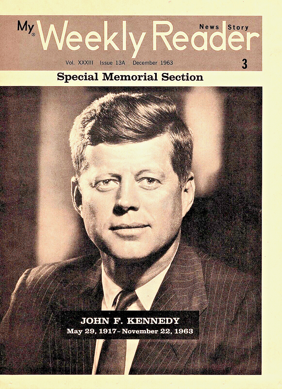 Vintage John F. Kennedy My Weekly Reader Special Memorial Section NewsStory 1963