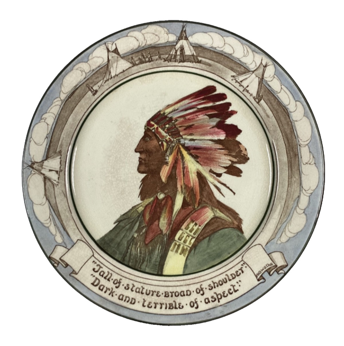 Vintage Royal Doulton England Hiawatha Native American Collector Plate 10 3/8” Vintage Royal Doulton England Hiawatha Native American Collector Plate 10 3/8”