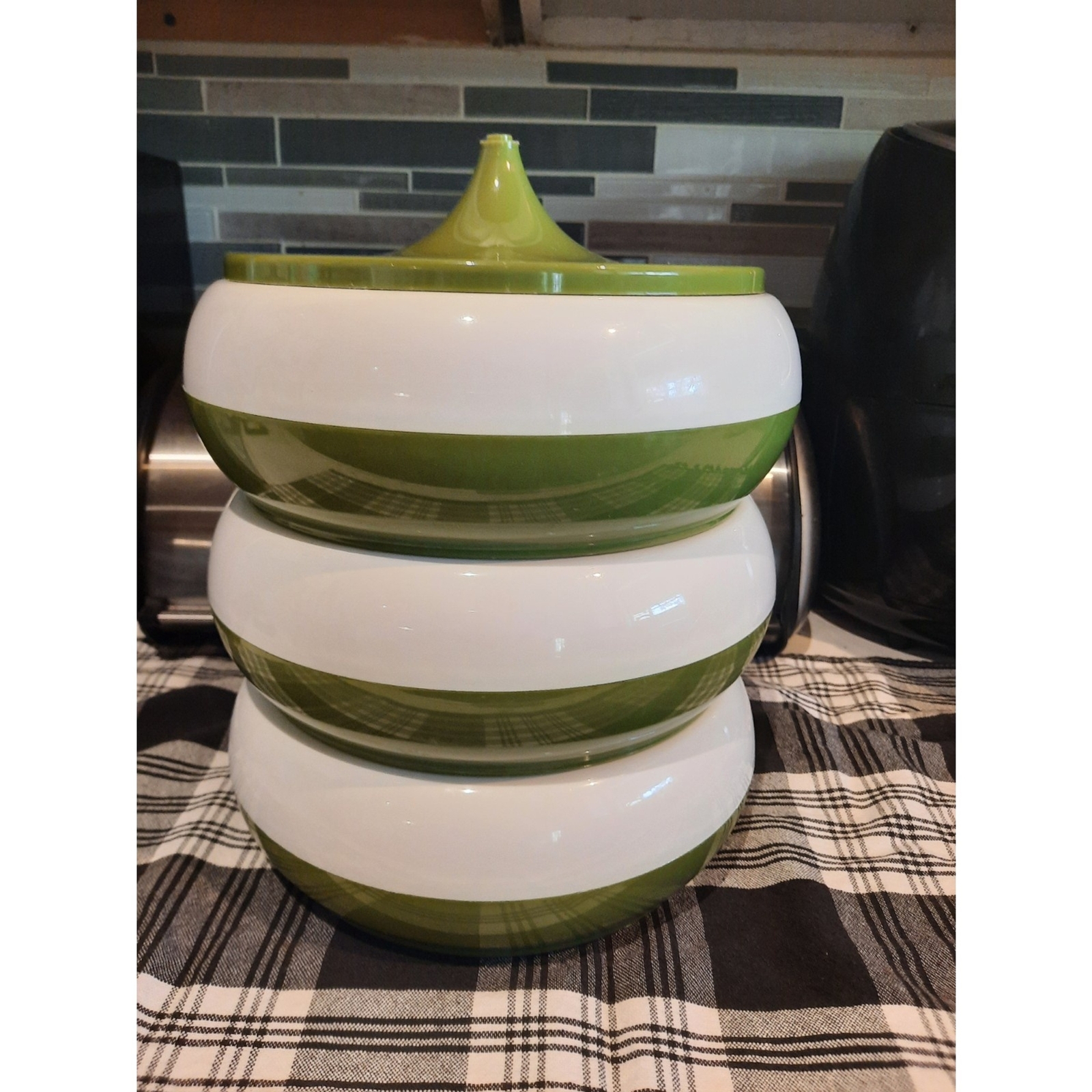 Vintage Canisters Triple Stacked Avocado Green Plastics Consolidated Vintage Canisters Triple Stacked Avocado Green Plastics Consolidated