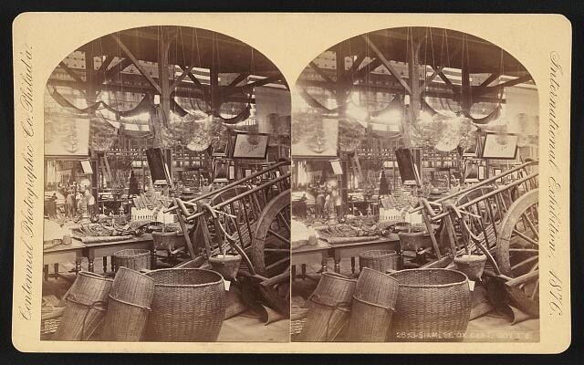 Photo:Siam Thailand 1910s Ox Cart Market Interior Stereograph Photo:Siam Thailand 1910s Ox Cart Market Interior Stereograph
