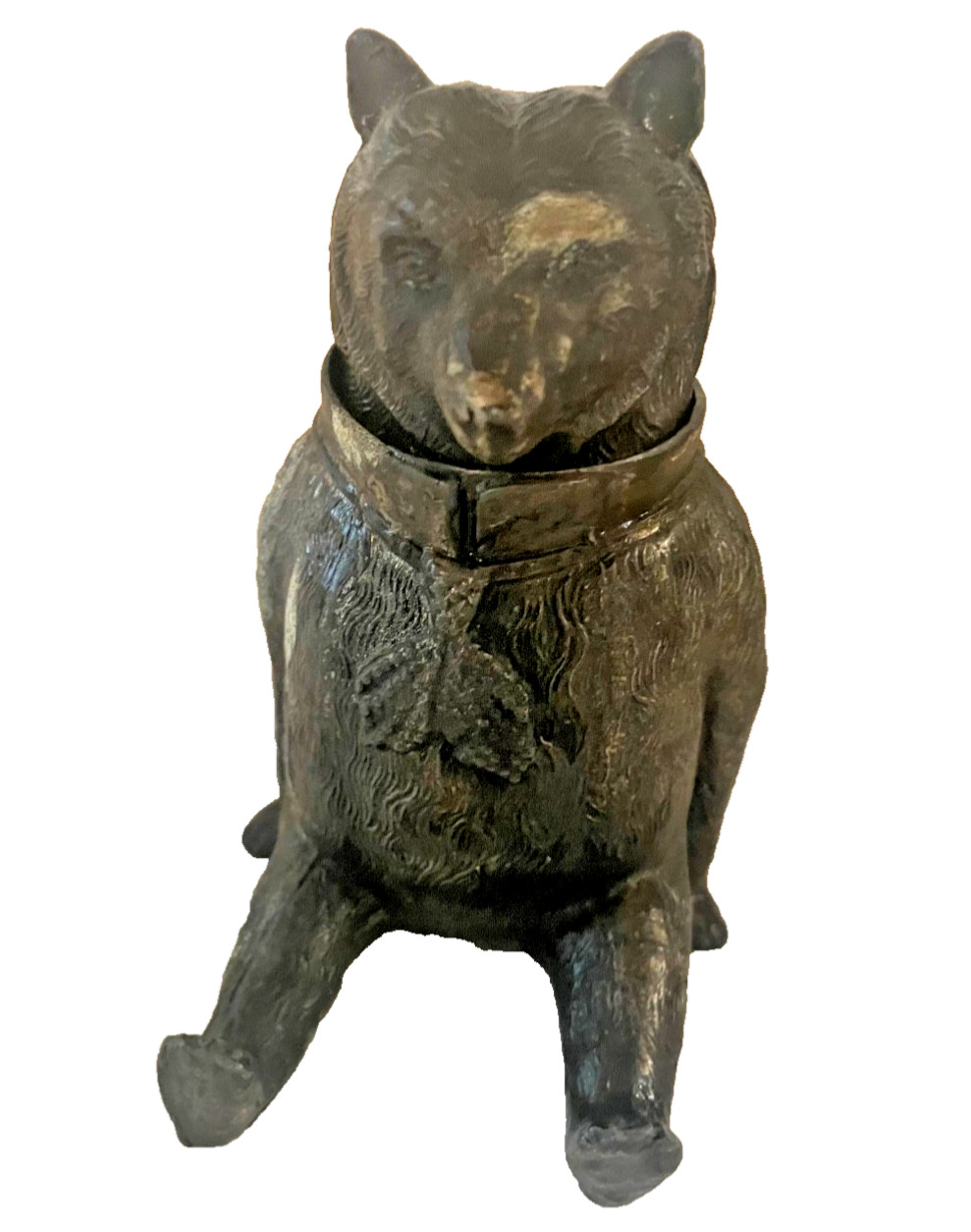 Antique Black Bear Inkwell Metal vintage ink well carved metal Antique Black Bear Inkwell Metal vintage ink well carved metal