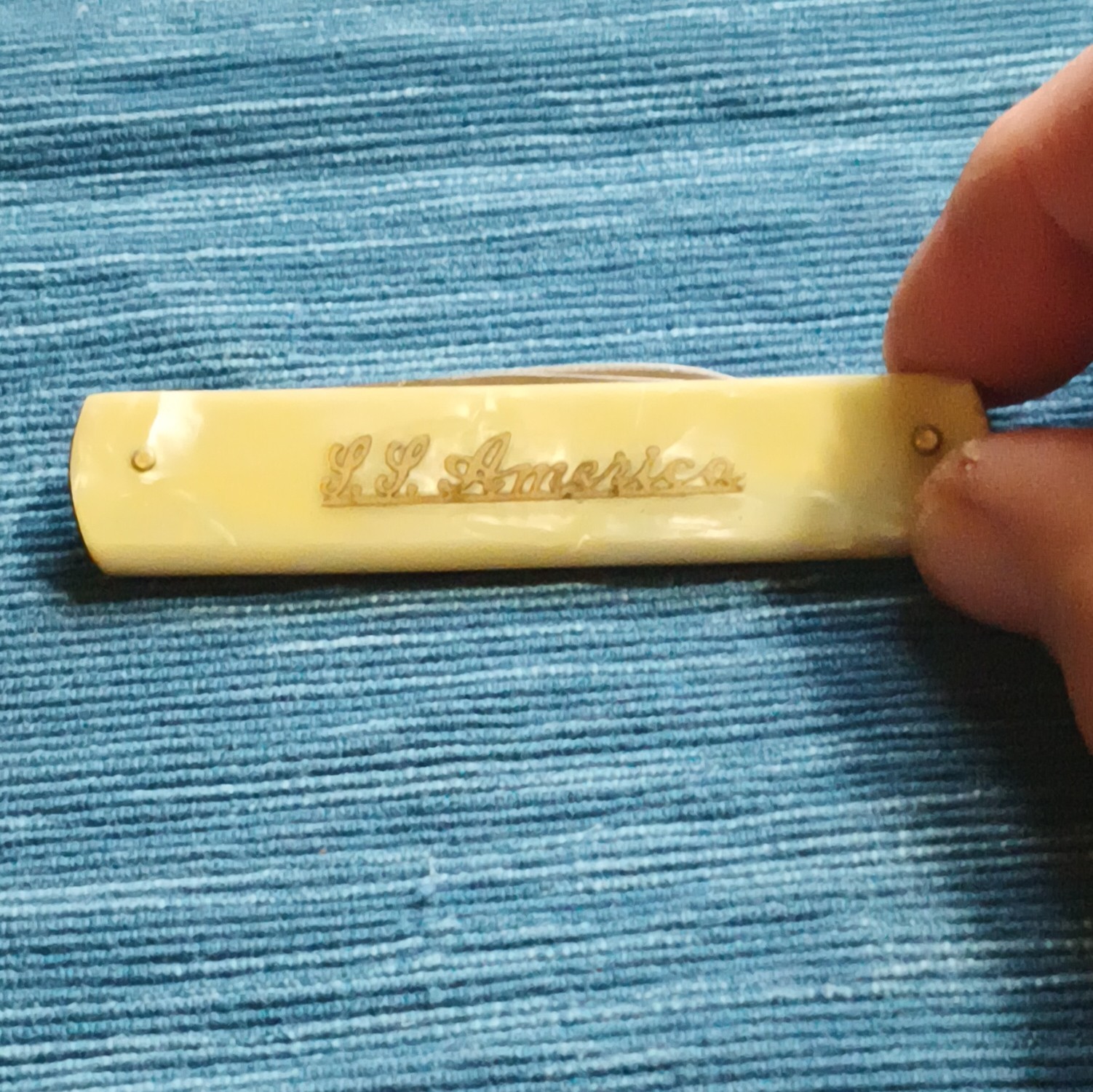 Vintage SS America Ocean Liner Pocket Knife Rox Germany Faux Pearl Ship Inlay Vintage SS America Ocean Liner Pocket Knife Rox Germany Faux Pearl Ship Inlay
