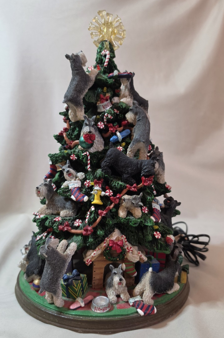 Danbury Mint Miniature Schnauzer Lighted Christmas Tree Dog with Star READ Danbury Mint Miniature Schnauzer Lighted Christmas Tree Dog with Star READ
