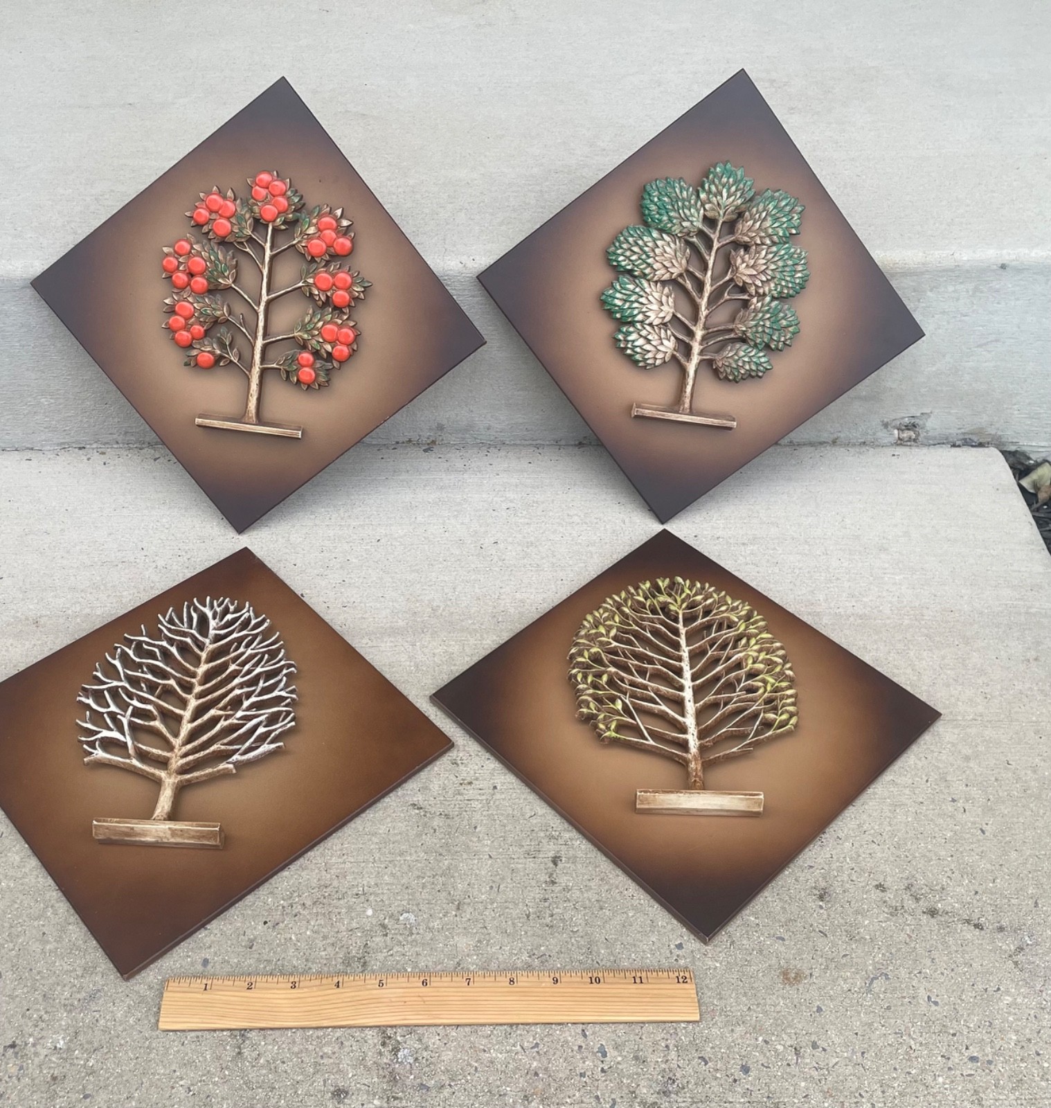 Vintage MCM Retro Danish Modern Set of 4 Seasons Syroco Wall Plaques Vintage MCM Retro Danish Modern Set of 4 Seasons Syroco Wall Plaques