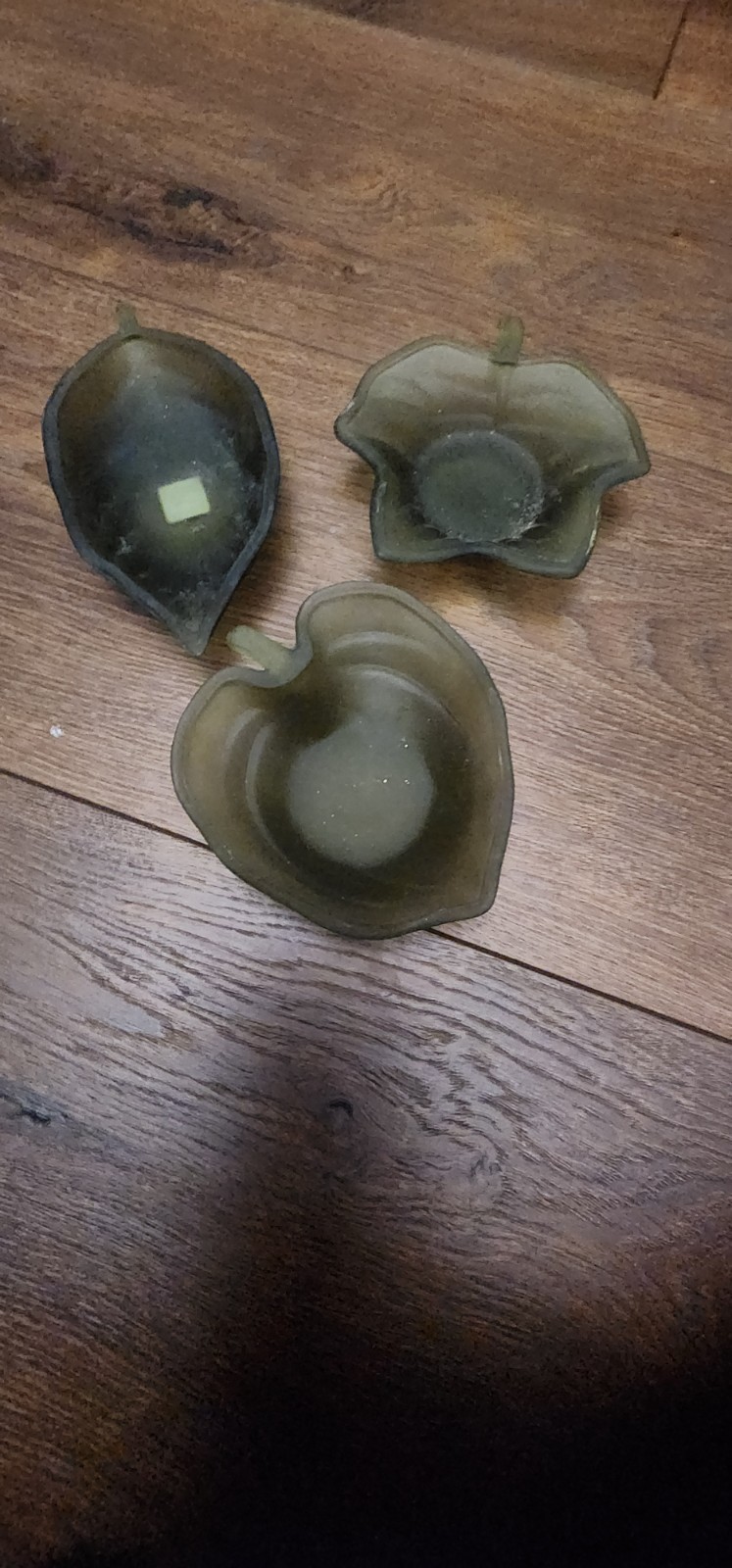 RARE Retired PartyLite P9236 Nature's Garden Tealight Trio  Green Glass