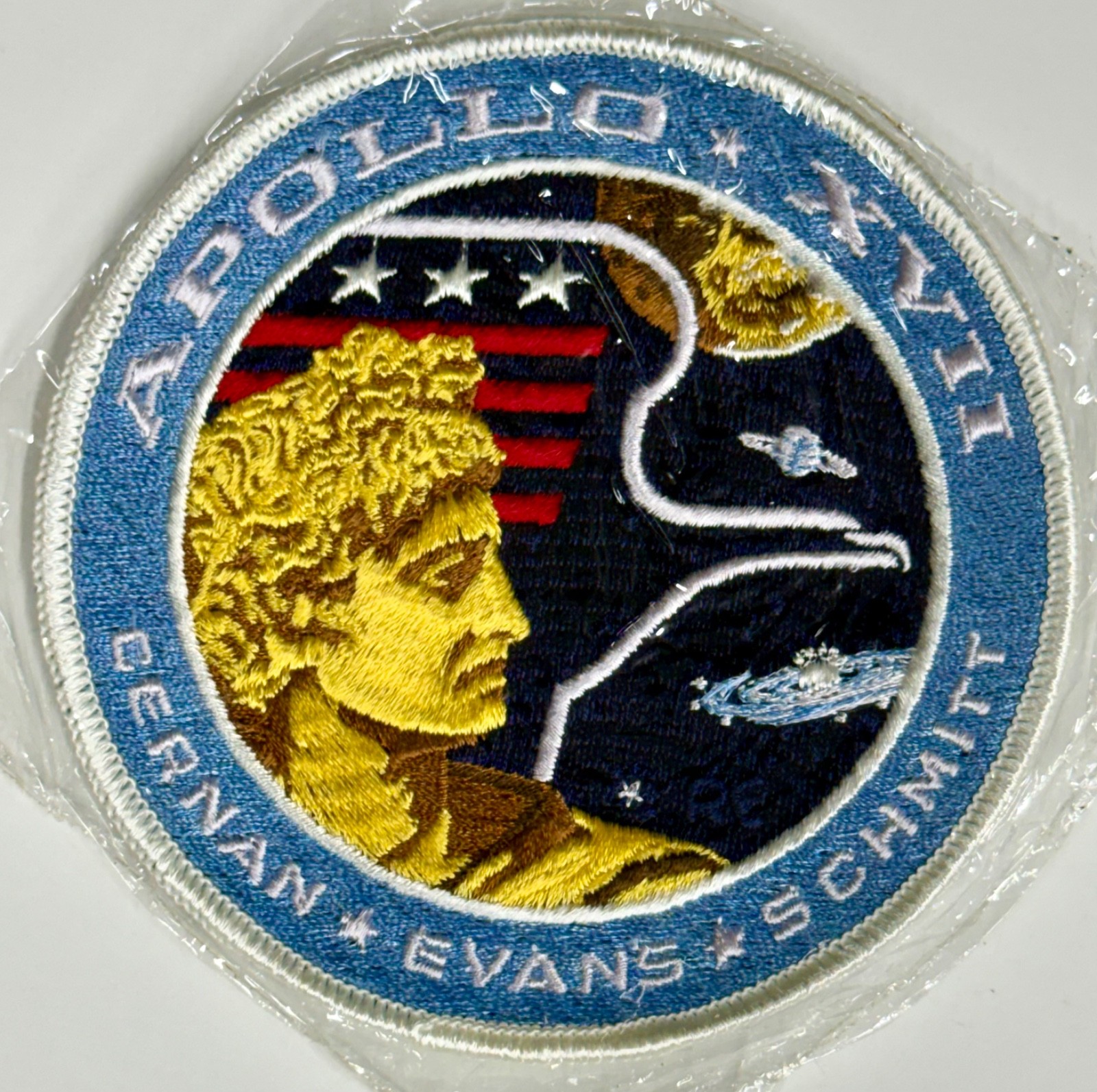 Apollo 17 RE Crew Initial Patch ABEmblem Factory Sealed Original Cellophane Rare Apollo 17 RE Crew Initial Patch ABEmblem Factory Sealed Original Cellophane Rare