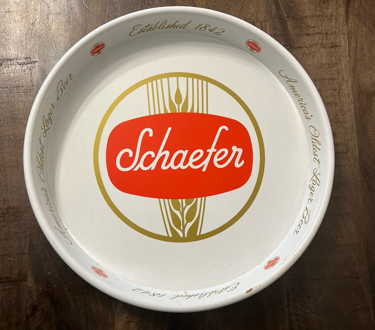 Vintage 13" Metal Schaefer Beer Tray. Vintage 13" Metal Schaefer Beer Tray.