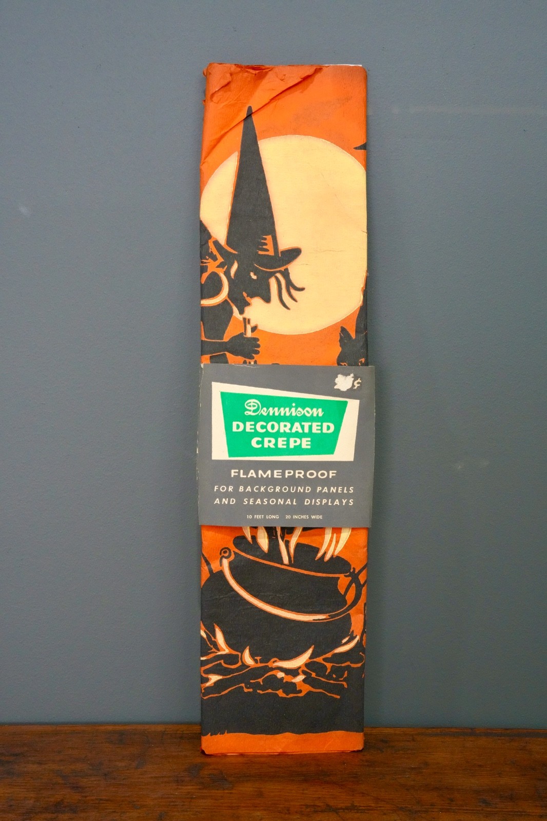 Vintage Halloween Witch Crepe Paper Cat Pumpkin 10ft banner Antique NOS RARE Vintage Halloween Witch Crepe Paper Cat Pumpkin 10ft banner Antique NOS RARE