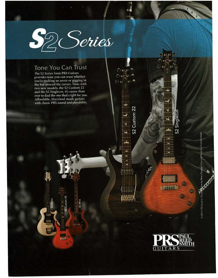 2014 PRS Electric Guitars S2 Custom 22, S2 Singlecut magazine ad 2014 PRS Electric Guitars S2 Custom 22, S2 Singlecut magazine ad