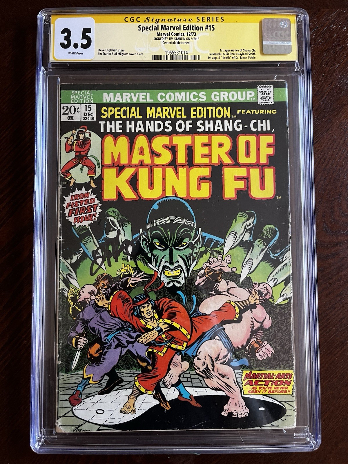 Special Marvel Edition #15 CGC 3.5 Signed by Jim Starlin 1st App Of Shang Chi Special Marvel Edition #15 CGC 3.5 Signed by Jim Starlin 1st App Of Shang Chi