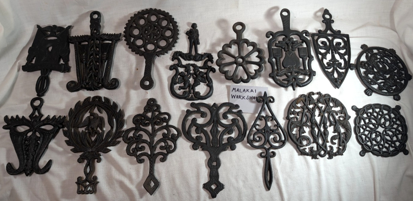 Vintage Cast Iron Trivet Lot of 15 JZH Virginia Metalcrafters Williamsburg 1950s Vintage Cast Iron Trivet Lot of 15 JZH Virginia Metalcrafters Williamsburg 1950s