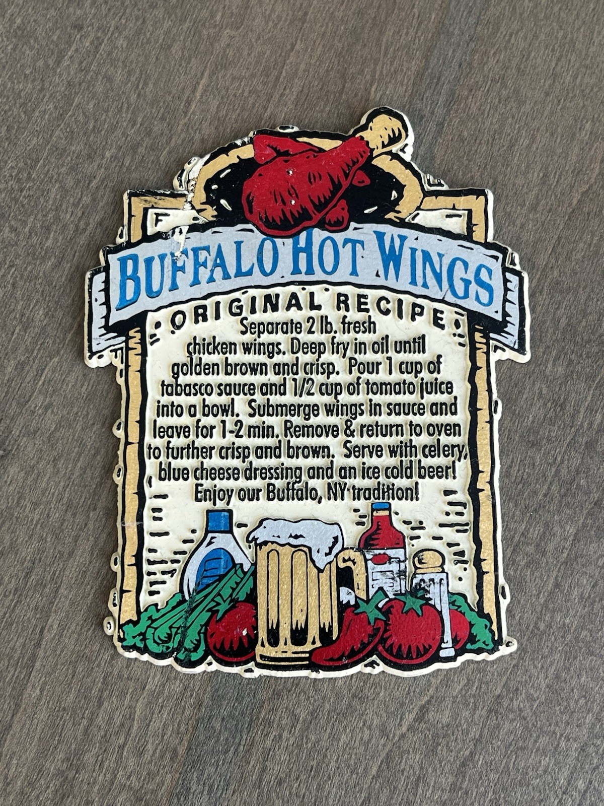 Buffalo Hot Wings Original Recipe Flexible Fridge Magnet, Western New York, Fun Buffalo Hot Wings Original Recipe Flexible Fridge Magnet, Western New York, Fun