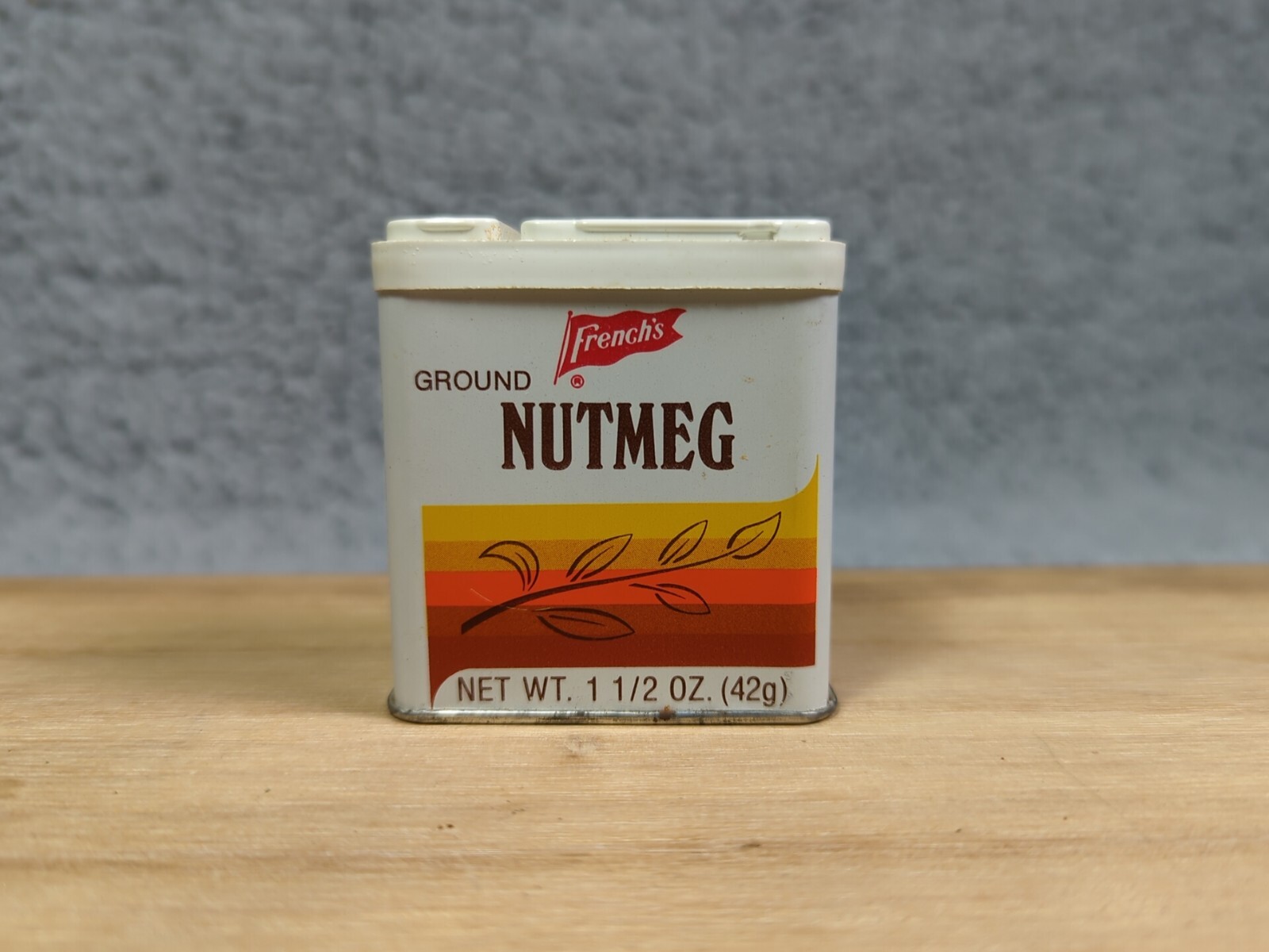 VINTAGE FRENCH'S SPICE TIN 1980's NUTMEG 1 1/2 Retro VINTAGE FRENCH'S SPICE TIN 1980's NUTMEG 1 1/2 Retro
