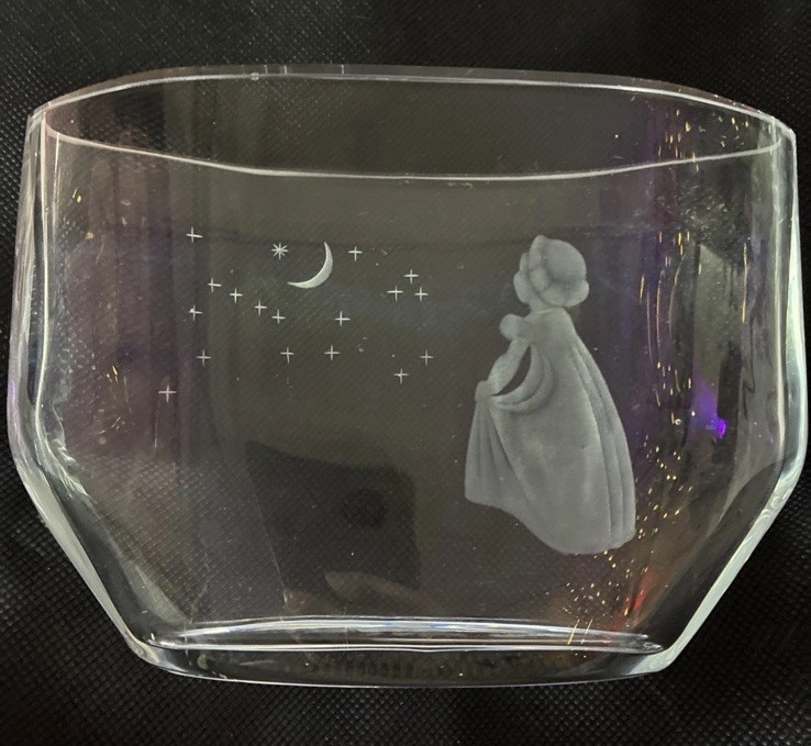 Orrefors Wish to the Moon Crystal Vase by Swedish Edvin Ohrstrom Engraved Signed