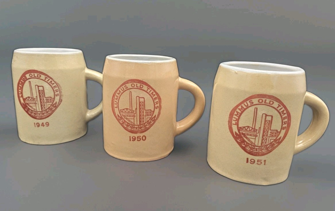 Vintage Lummus Old Timers Club Stoneware Beer Stein Mugs 1949 1950 1951 Lot 3