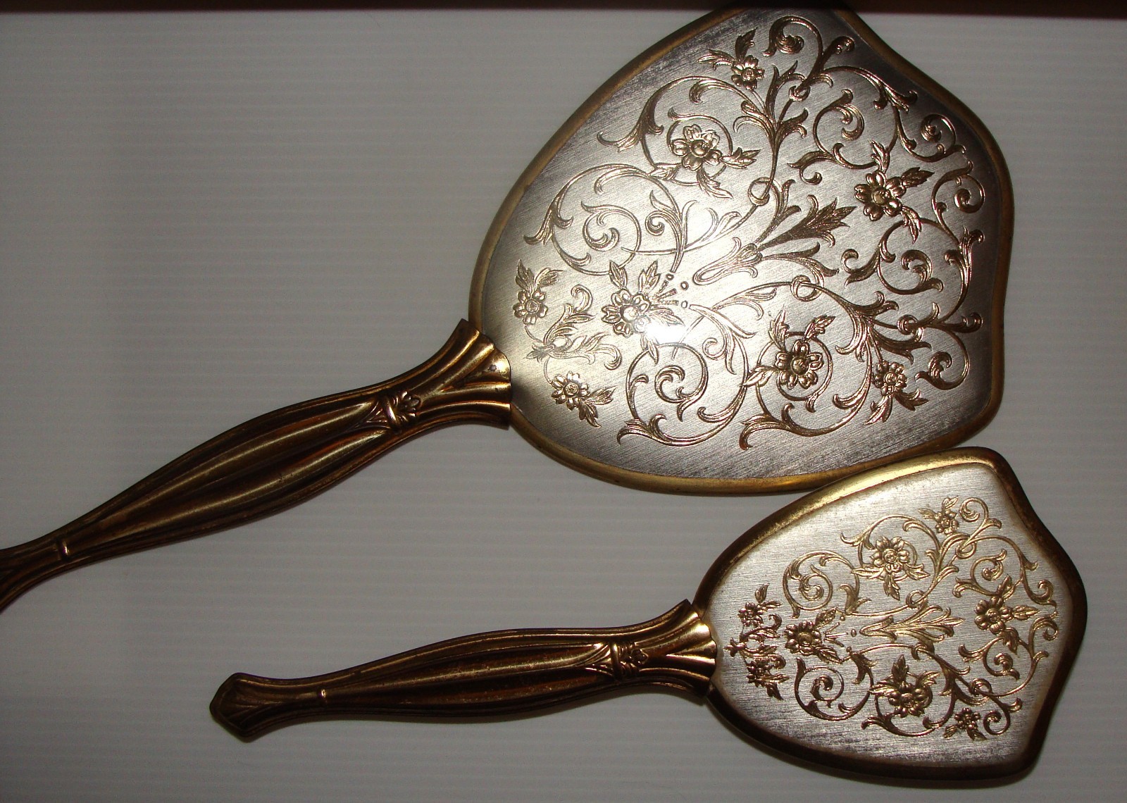 Vintage Mirror & Brush Set, Gold Plated, Beautiful Set Vintage Mirror & Brush Set, Gold Plated, Beautiful Set