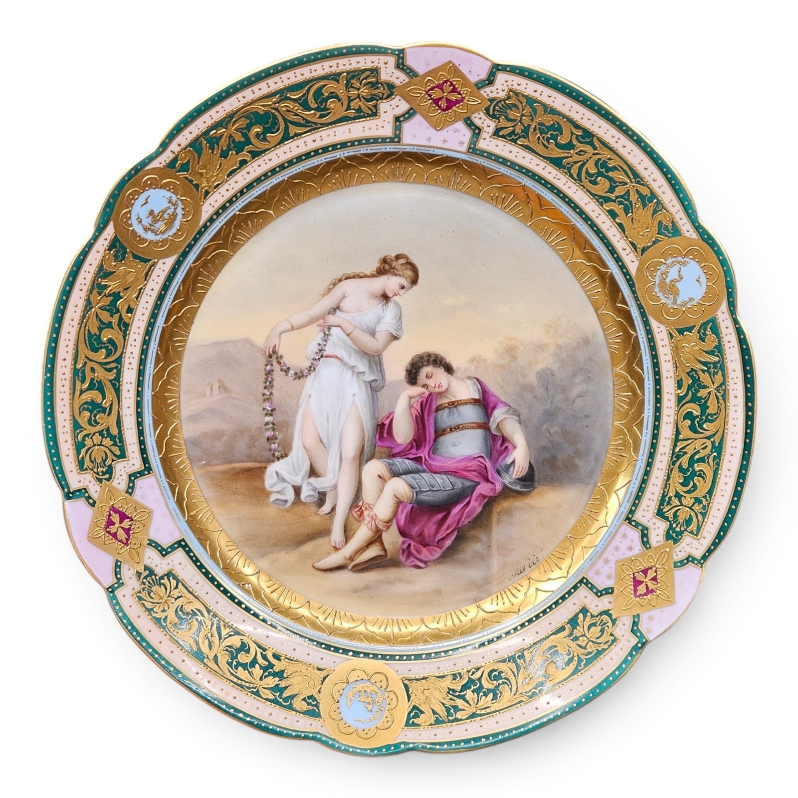 Fine Artist Signed Royal Vienna Style Porcelain Cabinet Plate Fine Artist Signed Royal Vienna Style Porcelain Cabinet Plate