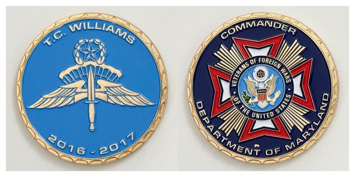 VFW Department of Maryland T.C. Williams 2016-2017 Commander Challenge Coin 2#7 VFW Department of Maryland T.C. Williams 2016-2017 Commander Challenge Coin 2#7