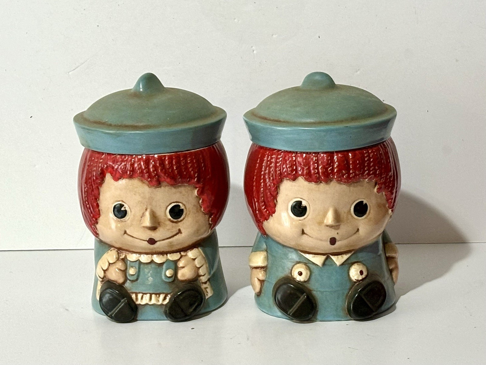 Rare Vintage RAGGEDY ANN/ANDY Ceramic Decor Figures Non opening Rare Vintage RAGGEDY ANN/ANDY Ceramic Decor Figures Non opening