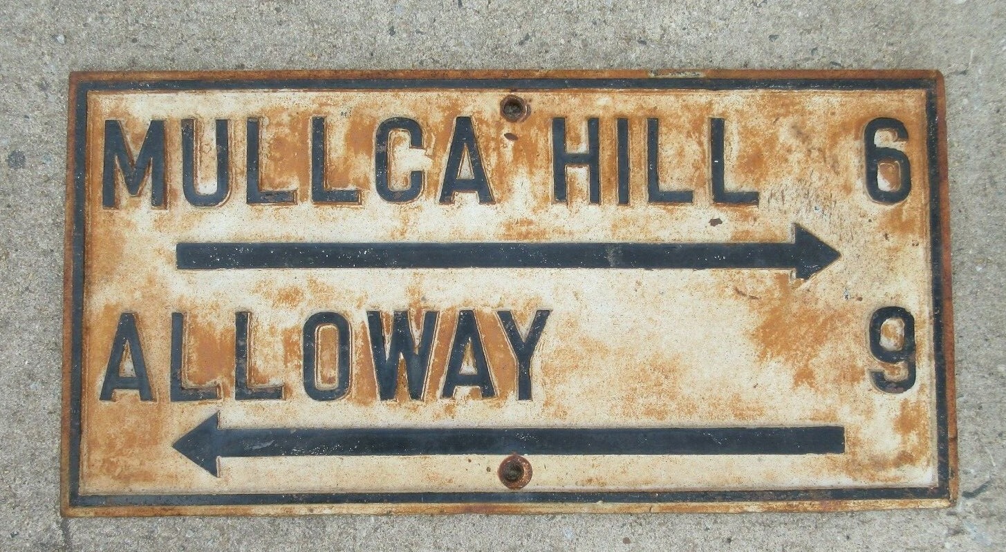 1890s Cast Iron Street Sign New Jersey Garden State Mullica Hill Alloway 1890s Cast Iron Street Sign New Jersey Garden State Mullica Hill Alloway