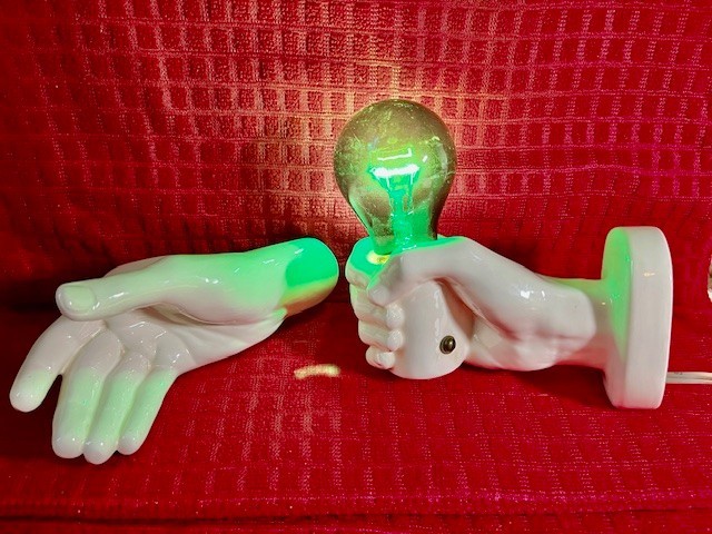 Vintage 70s POP ART signed NANCY FUNK Ceramic HAND LAMP Wall Mount WORKS MINT Vintage 70s POP ART signed NANCY FUNK Ceramic HAND LAMP Wall Mount WORKS MINT
