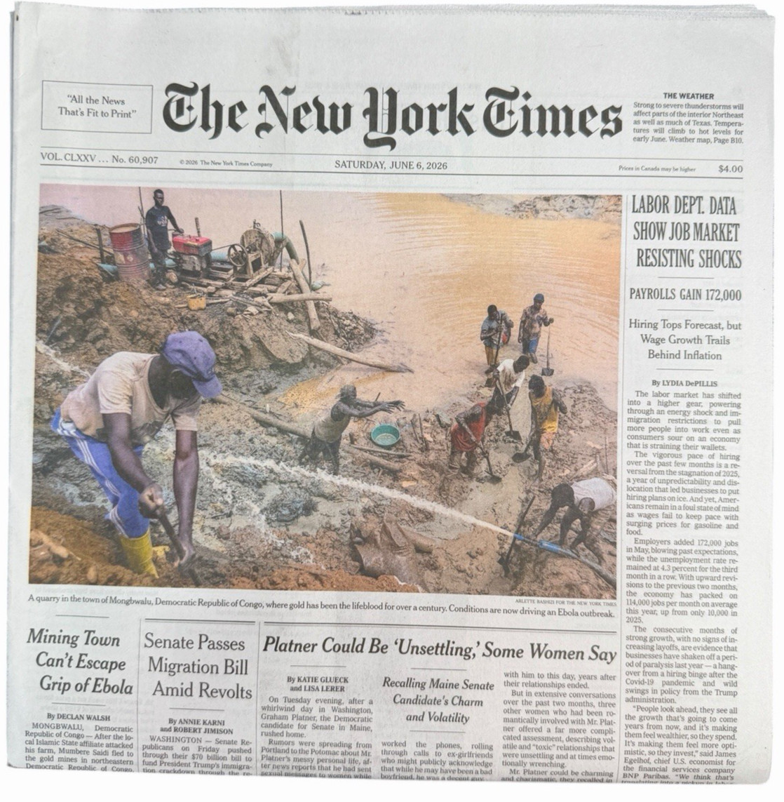 The New York Times Newspaper June 6 2026 Court Orders Restart Immigration Proc.