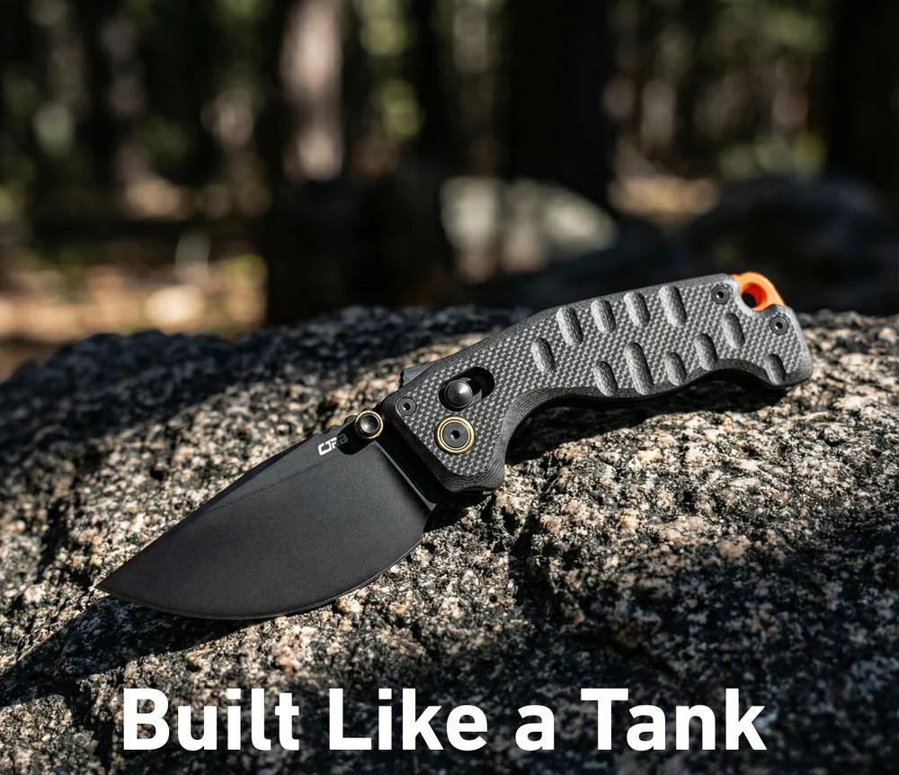 CJRB Doubletap Folding Knife 3⅞" D2 Tool Steel Drop Point Blade Black G10 Handle CJRB Doubletap Folding Knife 3⅞" D2 Tool Steel Drop Point Blade Black G10 Handle