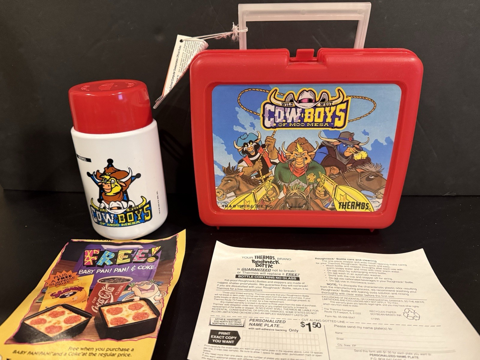 NEW Vintage 1992 Cowboys Of Moo Mesa Plastic Lunchbox w/ Thermos And Inserts NOS NEW Vintage 1992 Cowboys Of Moo Mesa Plastic Lunchbox w/ Thermos And Inserts NOS