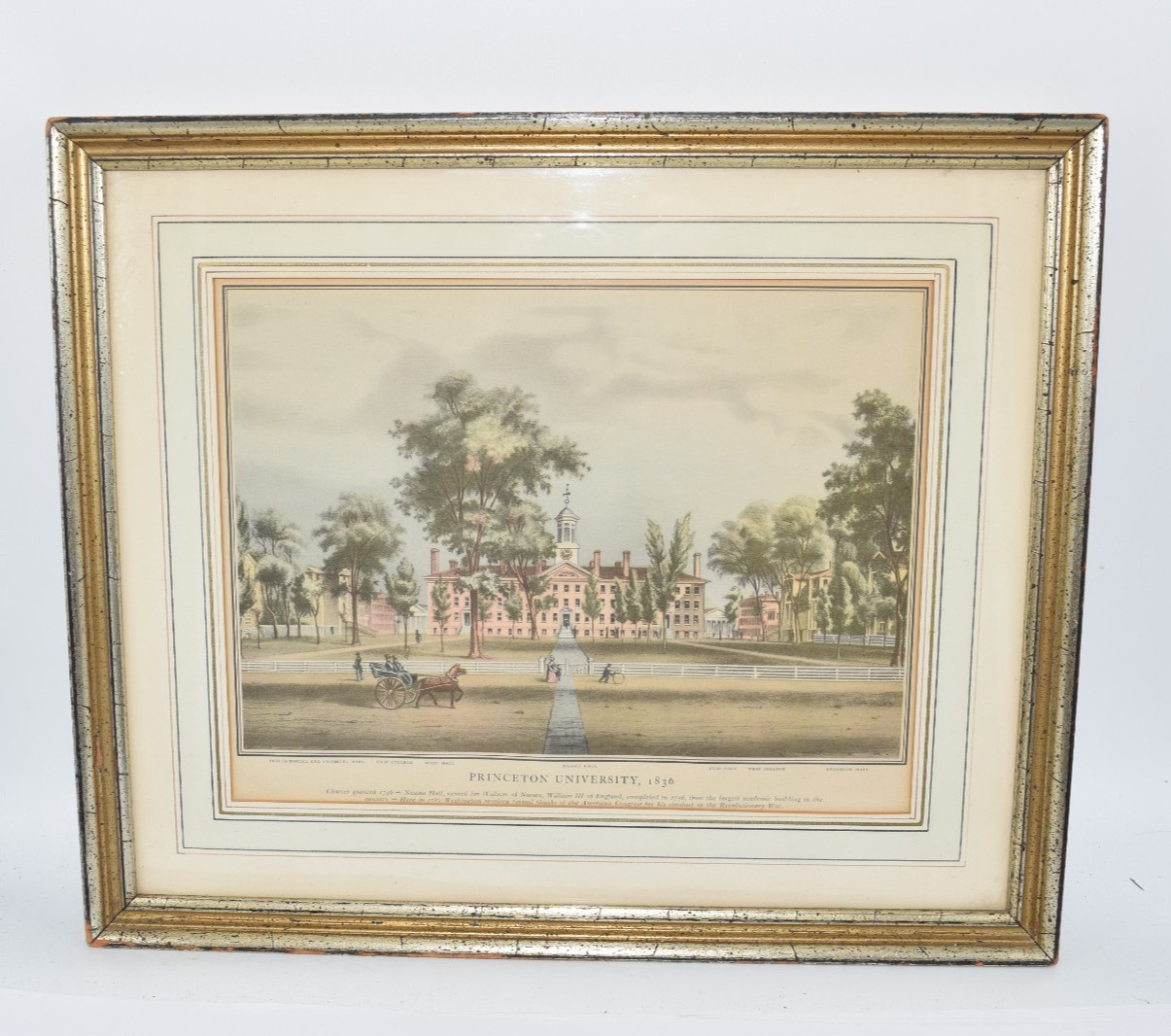 Vintage Princeton University 1836 Nassau Hall Lithograph Print Framed Wall Art Vintage Princeton University 1836 Nassau Hall Lithograph Print Framed Wall Art
