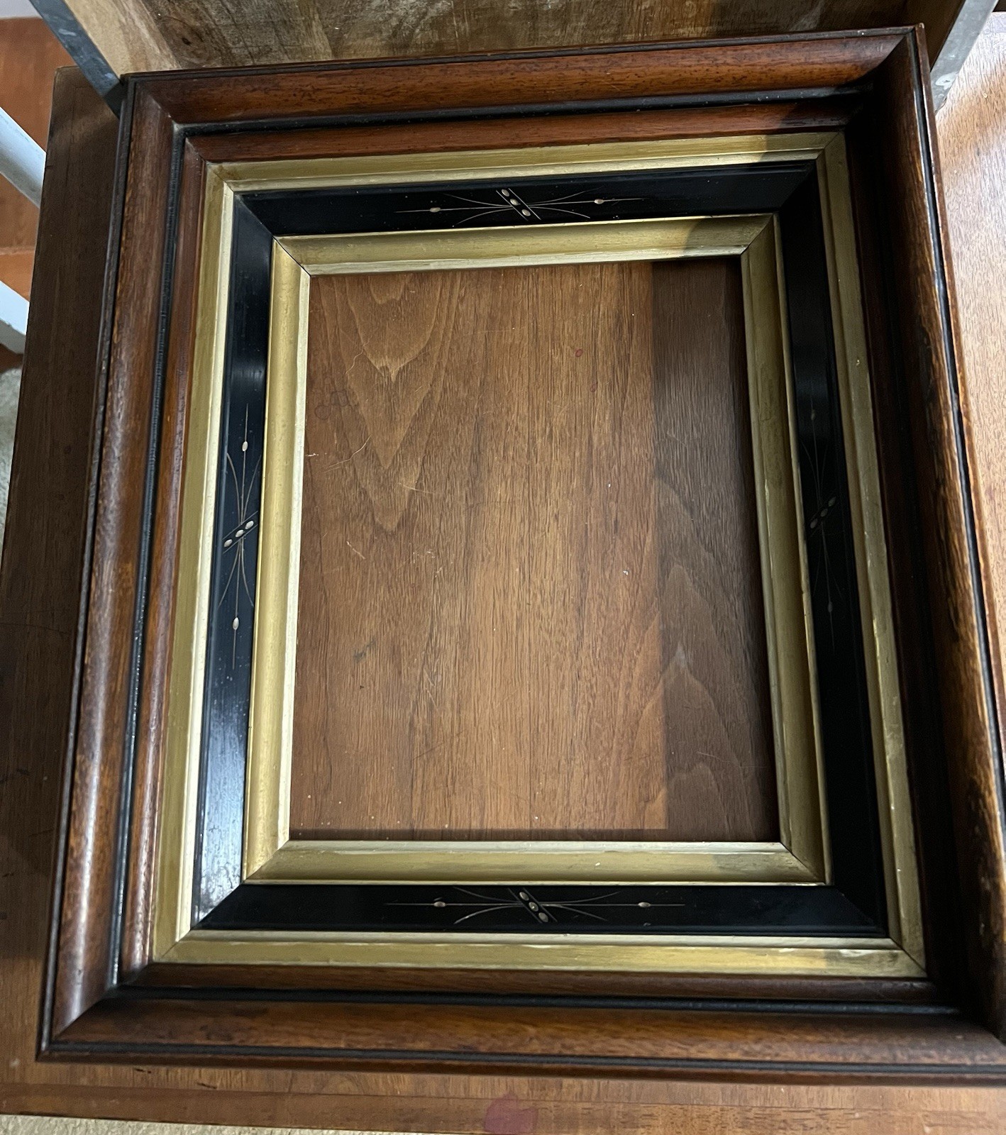 ca. 1875 Antique Eastlake Frame for 8 x 10 Picture Decorated Black Gold ca. 1875 Antique Eastlake Frame for 8 x 10 Picture Decorated Black Gold