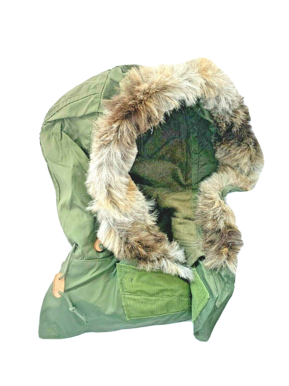 USA M65 FISHTAIL PARKA HOOD Modified Military Olive Wolf Style Faux Fur NEW VTG