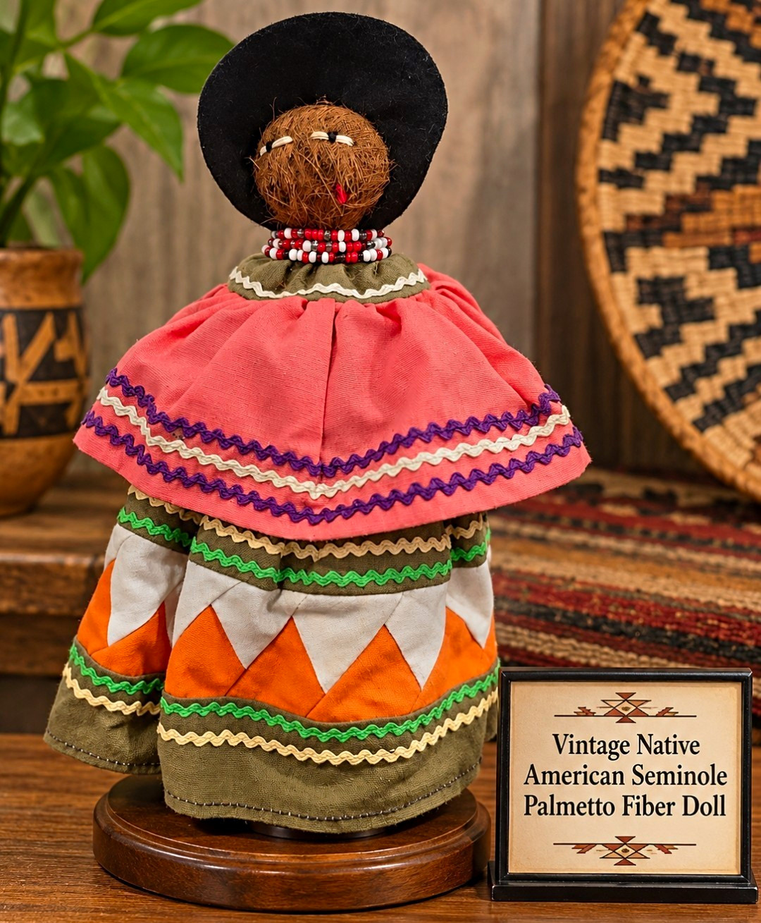 Vintage Seminole Native American US Palmetto Fiber Doll Ownership History N/A