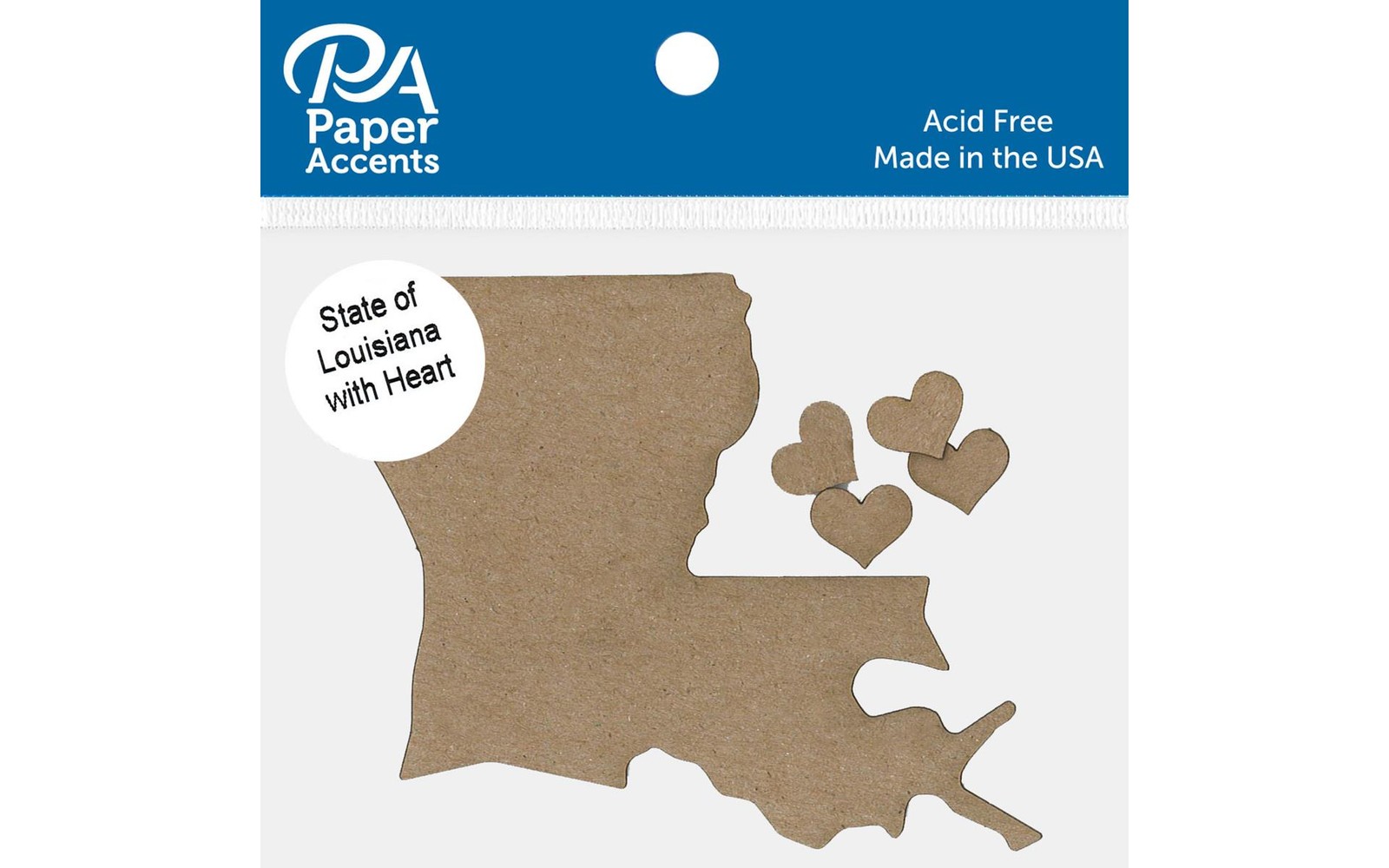 Chip Shape 4pc State of Louisiana w/ Heart Nat Chip Shape 4pc State of Louisiana w/ Heart Nat