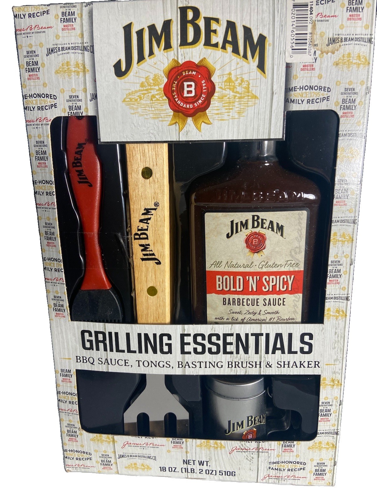 Jim Beam Collectible Grilling Essentials BBQ Gift Set Tongs Brush Shaker New Jim Beam Collectible Grilling Essentials BBQ Gift Set Tongs Brush Shaker New
