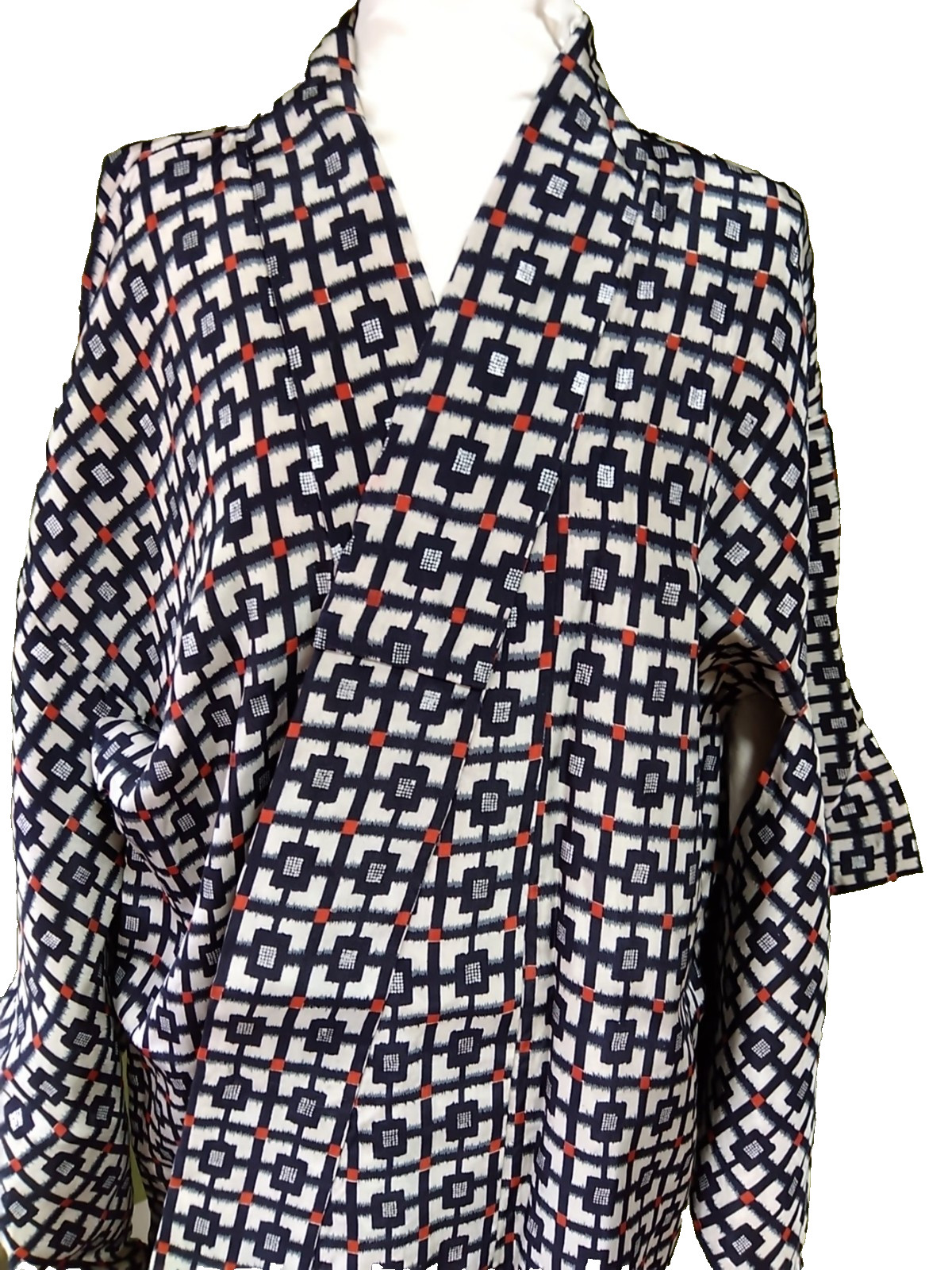 Vintage Japanese Silk Kimono Modern Geometric Pattern Lightweight Clean Lining Vintage Japanese Silk Kimono Modern Geometric Pattern Lightweight Clean Lining