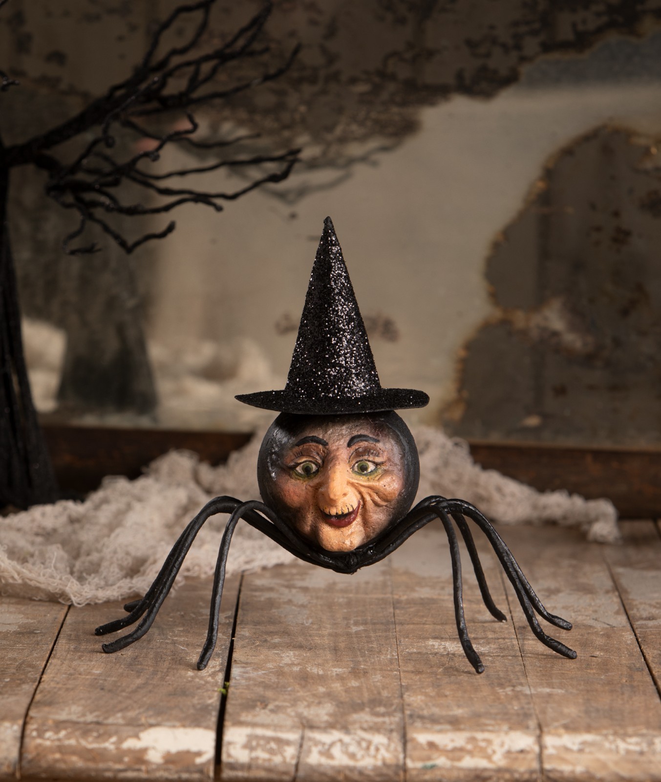 Bethany Lowe 10" Witchy Face Blk Spider Anthropomorphic Halloween Figurine Decor Bethany Lowe 10" Witchy Face Blk Spider Anthropomorphic Halloween Figurine Decor