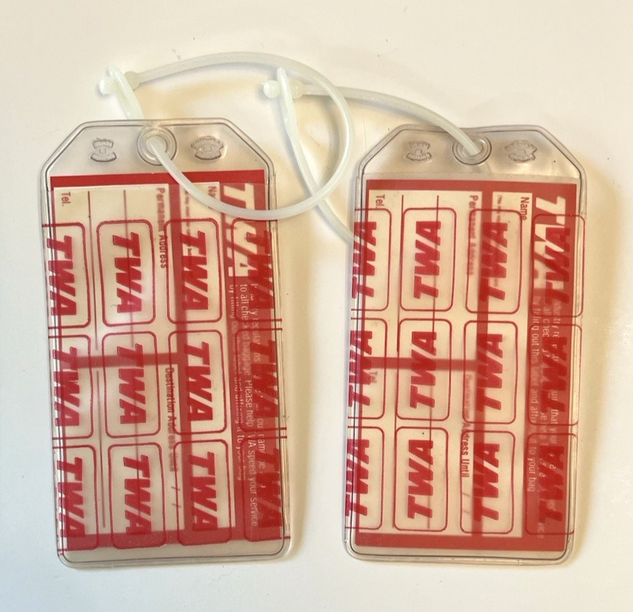 Vintage TWA Luggage Baggage Tag LOT of 2 Aviation Airplane Plane Collectibles