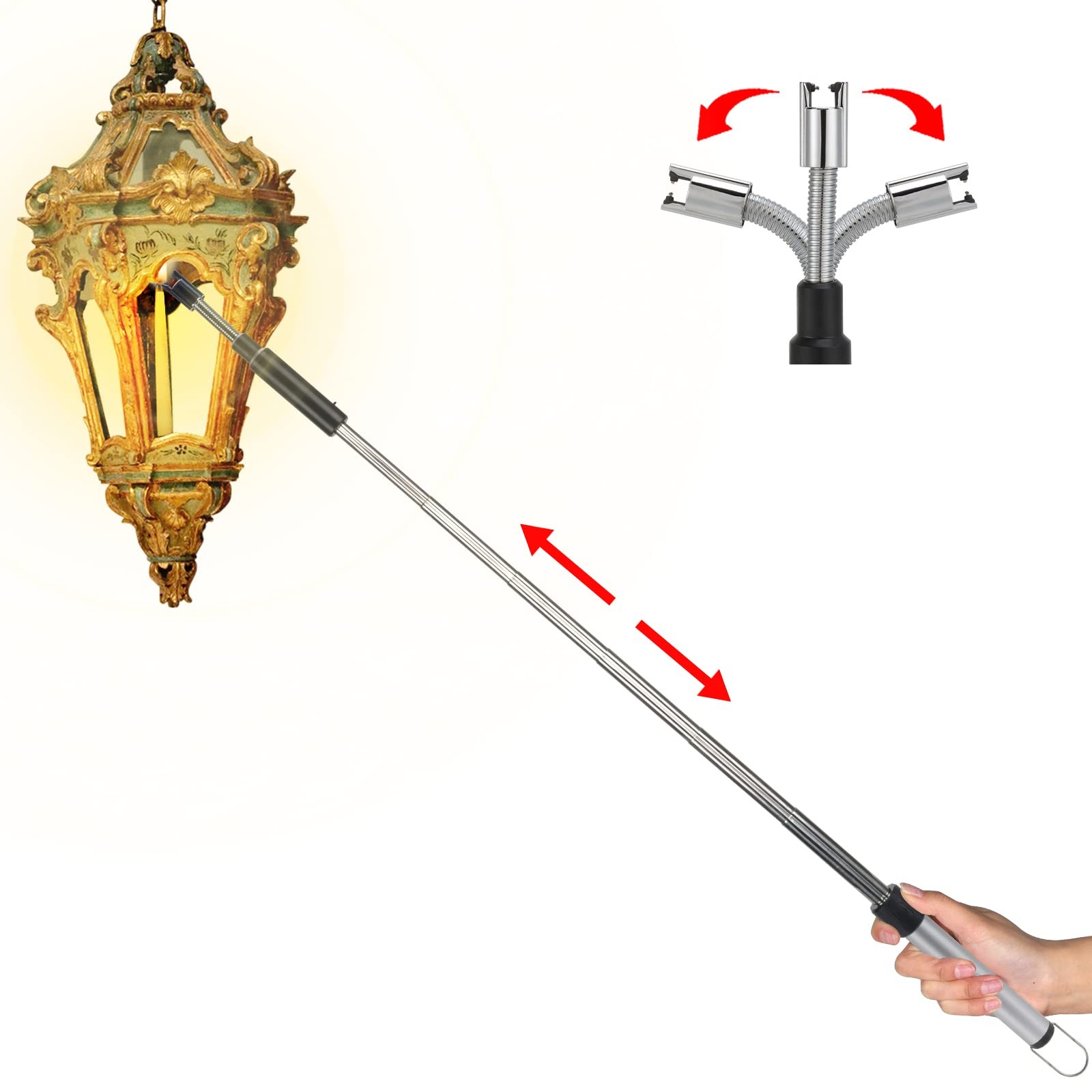 Electric Long Lighter,Retractable Length(11.4In-27.55In),Lgnition Port Can Be Ro Electric Long Lighter,Retractable Length(11.4In-27.55In),Lgnition Port Can Be Ro