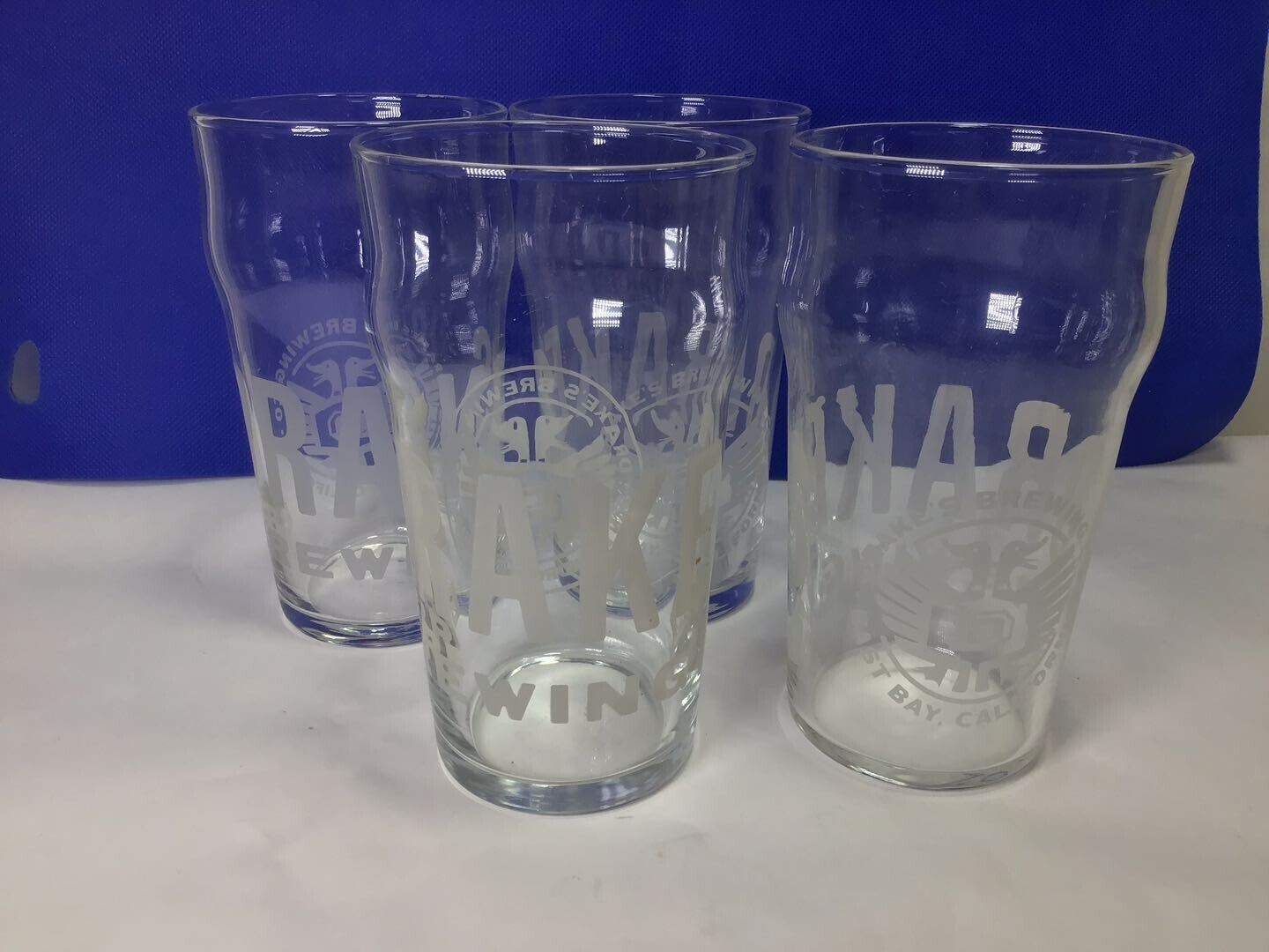 II10 Vintage Straight Drake's Brewing Etched Beer Glass For Adults Set of 4
